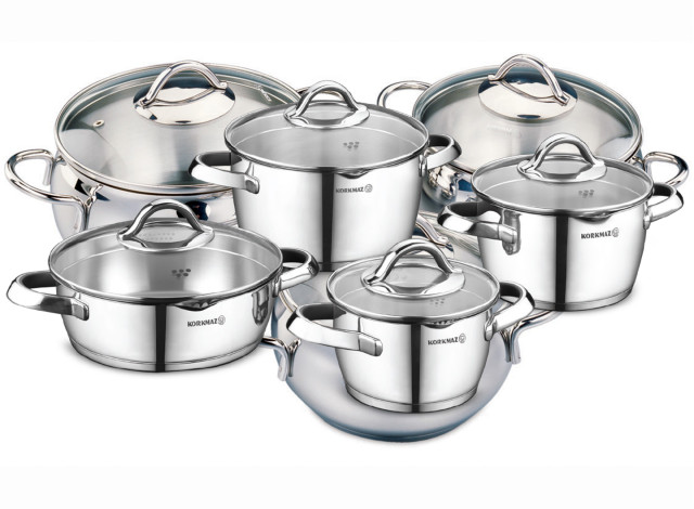 Bộ nồi Inox Korkmaz Vertex A1973 (đen) 8món
