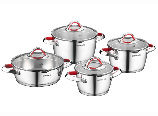 Bộ nồi Inox Korkmaz Vertex A1974 (đỏ) 8món