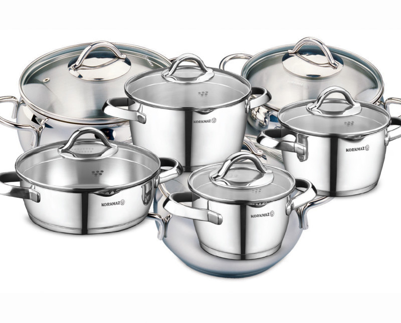 Bộ nồi Inox Korkmaz Vertex A1973 (đen) 8món